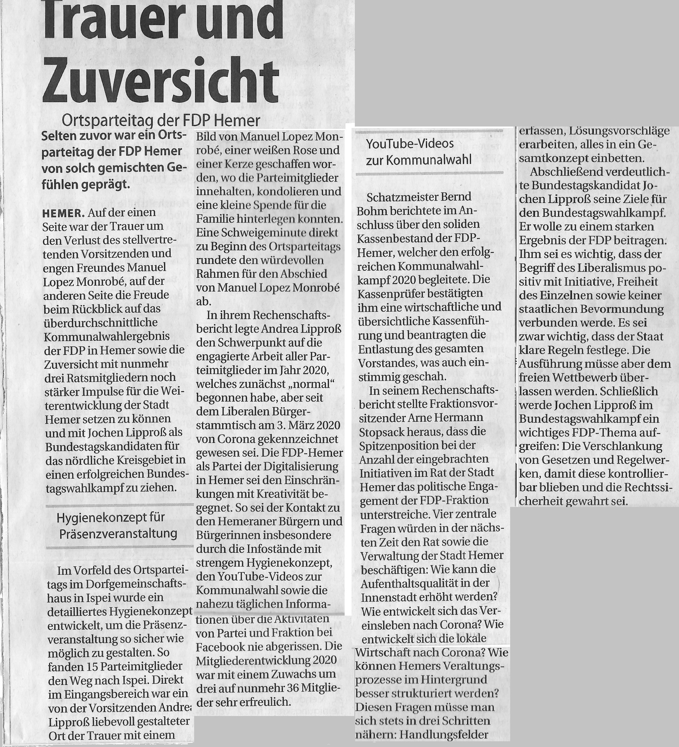 Ortsparteitag FDP Hemer im Stadtspiegel