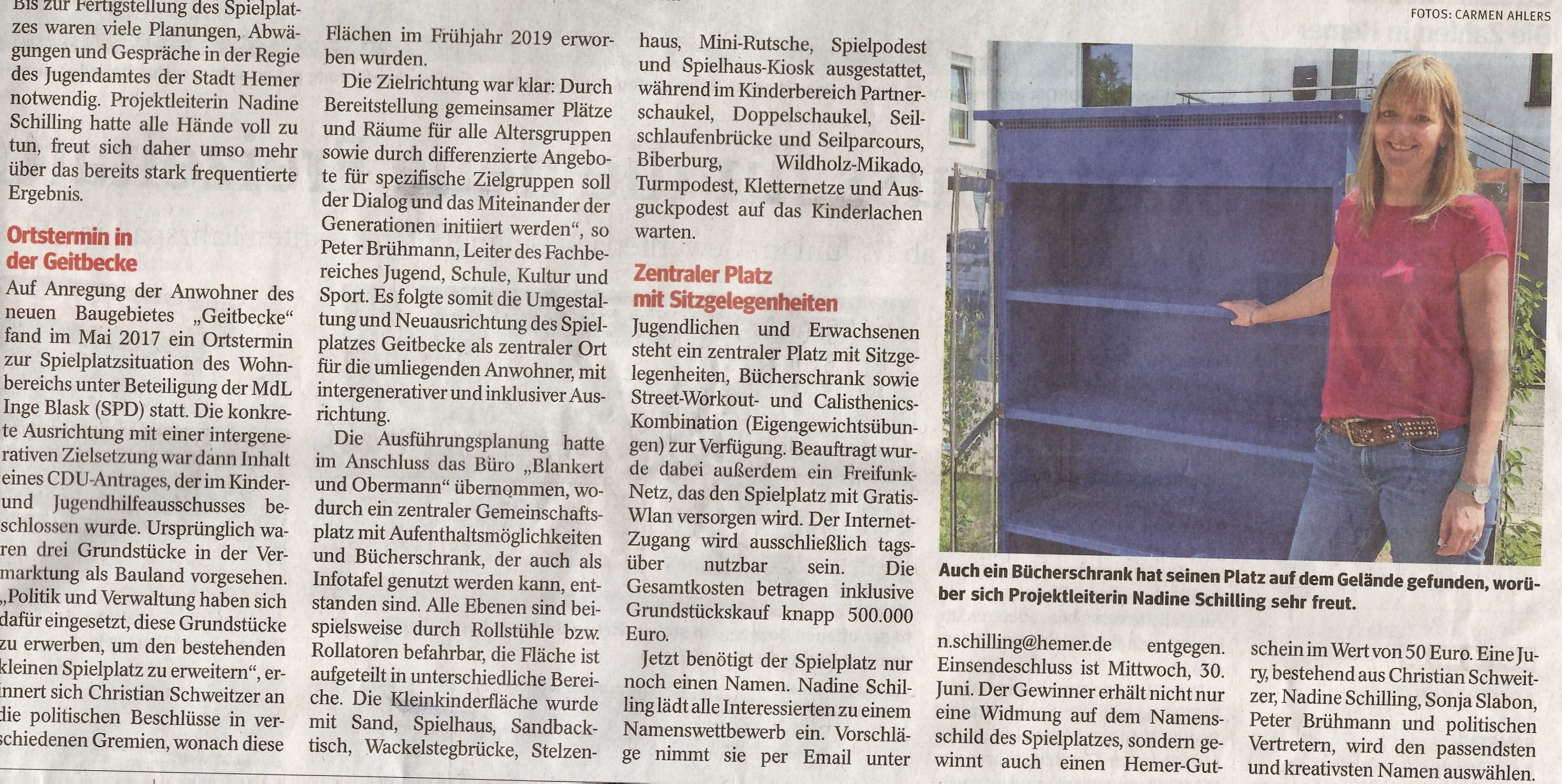 Einweihung Spielplatz Geitbecke